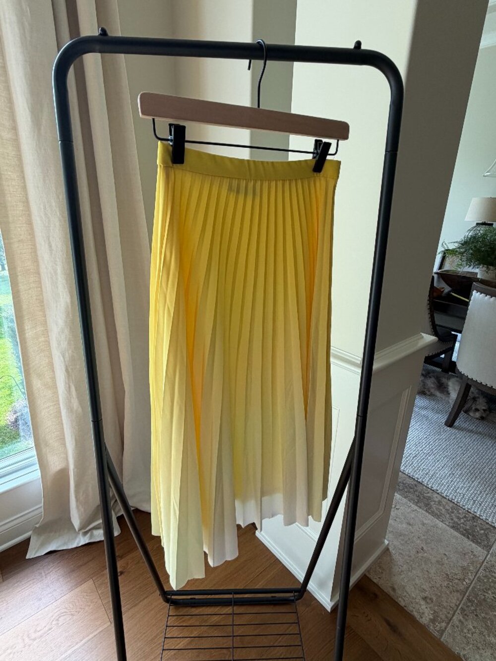 ZARA Yellow Ombre Pleated Skirt Size XS